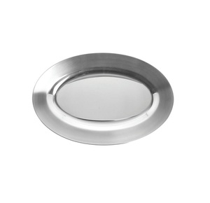 Plateau décoratif personnalisé en acier inoxydable plaqué argent pour petit déjeuner plateau de service en métal sans poignées - Product Image 6