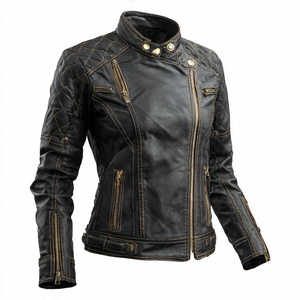 Chaqueta de cuero de imitación para mujer, chaquetas de cuero para motociclista, chaqueta con cremallera de cuero genuino para mujer, Top para mujer - Product Image 3