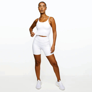 Squat proof & Wickable 78% Nylon 22% Elasthanne Booty Cut High Rise Fit Women's Sports 5 Inch White Cycling Shorts - Product Image 3
