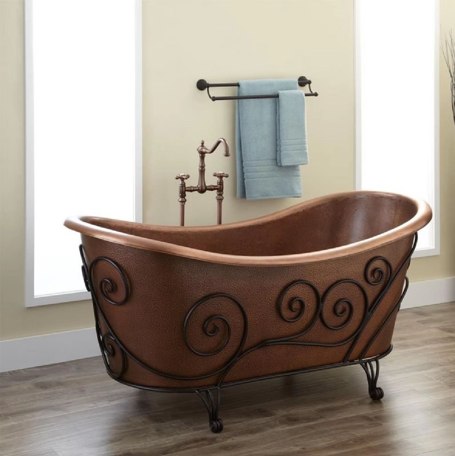 Antique Copper Dark Bath Tub for Bathroom Metal Rustic Bathtub Antique Soaking Copper Bathtub Luxury Copper Bathtub