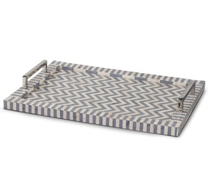 Bandeja rectangular con incrustaciones de resina duradera hecha a mano con estilo clásico para mejorar la decoración del hogar en comedores y salas de estar - Product Image 1