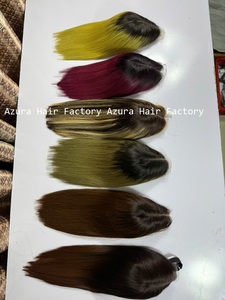 En gros, Cheveux humains vierges Remy lisses, Lace Frontal et Closure, à double trame machine, pour femmes - Product Image 4