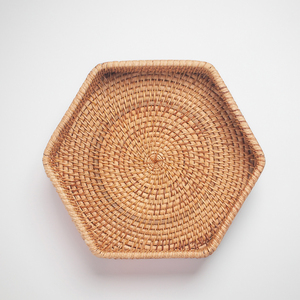 Bandejas redondas de bambú de Vietnam de alta calidad, bandeja de servicio de lujo elegante ecológica hecha a mano, borde de ratán clásico para el hogar SR2046 - Product Image 3