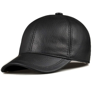 Casquette en cuir véritable pour homme avec logo personnalisé, style motard vintage, casquette de baseball en cuir réglable, qualité supérieure, cuir de vachette - Product Image 3