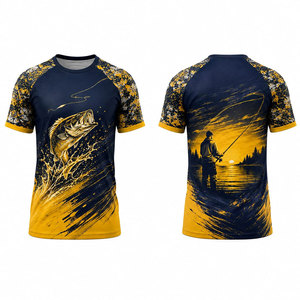Camisa de Pesca para Hombre, Impresión por Sublimación, UPF 50, Secado Rápido, Diseño de Peces Azules, Manga Corta, Ropa para Actividades al Aire Libre - Product Image 4