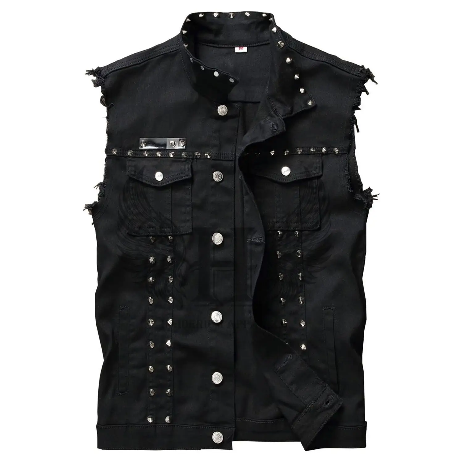 Men's Punk Denim Vest Sleeveless Jean Jackets with Rivets - Stylish Biker Motorcycle Waistcoat for Urban Fashion Statement