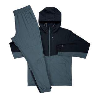 Chaqueta de color contrastante para hombre, conjunto de chándal de dos piezas, Sudadera con capucha y cremallera, ropa deportiva para entrenamiento deportivo - Product Image 1