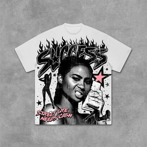 Money Street Vintage graphique 100% coton T-Shirt hommes Y2K été manches courtes décontracté surdimensionné T-Shirt Streetwear haut pour femme nouveau - Product Image 1