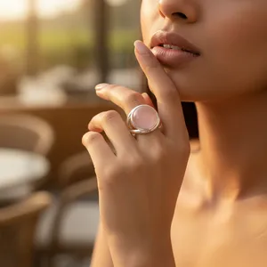 Art Palace – bague en argent Sterling 925 avec pierres précieuses roses naturelles, bijoux à la mode, cadeau pour femmes - Product Image 2