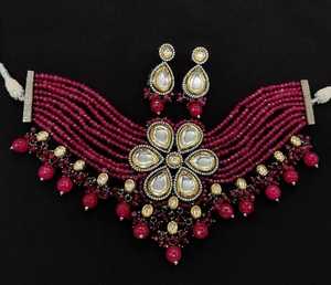 Hermoso Original chapado en oro clásico Kundan con espalda Meenakari gargantilla conjunto con pendientes para mujeres bodas compromisos desgaste - Product Image 2