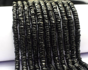 Cadeau perlé Heishi en onyx noir naturel fait à la main pour ses brins de bijoux en pierres précieuses et composants - Product Image 5