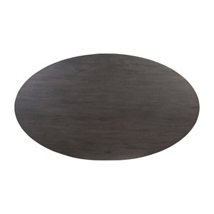 Table de salle à manger de cuisine à domicile, nouvelle et tendance, en bois de manguier massif, finition mate, couleur noire, surface lisse, forme ovale, base conique - Product Image 6