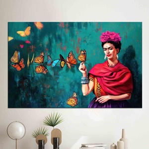 Impresión en Lienzo de Frida Kahlo con Mariposas: Regalo de Arte Mural Personalizado, Lienzo Enrollado - Product Image 1