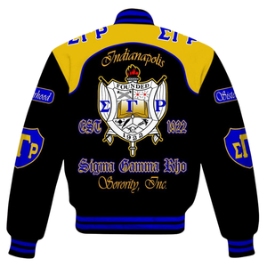 Sigma Gamma Rho 1922 Founders Varsity Jacket Bleu Royal SGRho Greek Letterman Caniche Heritage Coat - Product Image 5