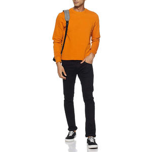 Suéter de Punto con Cuello Redondo Color Naranja para Hombre, Corte Regular, Color Sólido, Ropa Casual de Otoño e Invierno, Sudaderas para Hombre - Product Image 2