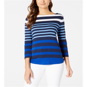 Maglia da Donna Charter Club XL in Cotone Pima Blu con Bottoni e Strisce sulle Spalle, Lavorata a Maglia e Tessuta per Ufficio o Uso Quotidiano - Product Image 1