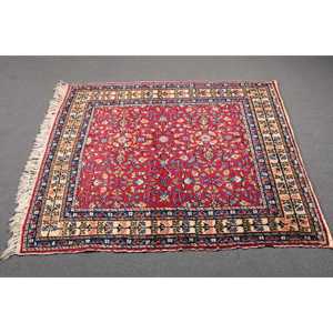 Turkish Vintage Rug, 3.5x4.2 ft Rug, <b>Red</b> Blue Moroccan <b>Wool</b> Rug - Product Image 2