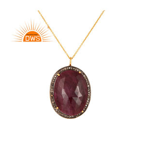 Collier pendentif en argent sterling avec diamants naturels et pierres précieuses rubis tout nouveau design Fabricant de bijoux personnalisé - Product Image 1