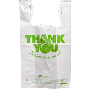 Bolsas de fuelle lateral de supermercado Personalizar Compostable Biodegradable Reutilizable Tote Shopping T-Shirt Bag - Product Image 4