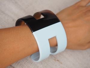 Brazalete Abierto Moderno Hecho a Mano, Ecológico, de Dos Tonos, con Diseño de Cuerno y Acabado Lacado para Joyería de Moda - Product Image 2