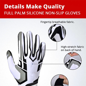 ถุงมือฟุตบอลอเมริกันวัสดุหนัง100% ที่ไม่มีแบรนด์ทีมบริการ OEM ผลิตตามสั่ง - Product Image 3