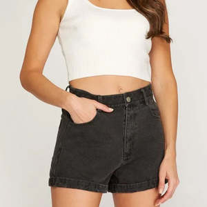 Shorts Vaqueros de Mezclilla Personalizados OEM para Mujer, de Alta Calidad, Algodón, Desgastados, Transpirables, Cintura Elástica, Cintura Media - Product Image 3