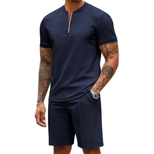 Ensemble t-shirt et short pour hommes surdimensionné biologique de haute qualité 100% coton col rond épaule tombante T-Shirt survêtement pour hommes - Product Image 6