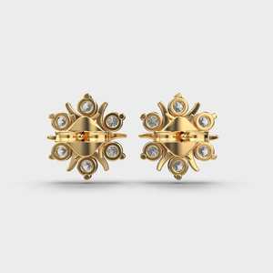 Boucles d'oreilles clous en diamant de culture floral Sunburst, or rose/jaune/blanc 14 carats, design en grappe, certifiées IGI, cadeau d'anniversaire ou de fête - Product Image 3