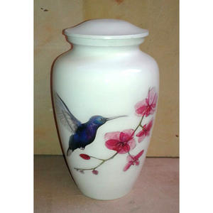 Nueva urna de cremación de Metal con diseño impreso de colibrí, urna funeraria de cremación para adultos con estampado blanco brillante para un ser querido - Product Image 1