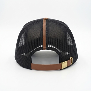 Casquette Trucker à Visière Courbe en Maille Noire et Marron avec Patch Lettres Chenille, Applique Imprimée Floquée et Broderie 3D – Réglable et Courante - Product Image 3