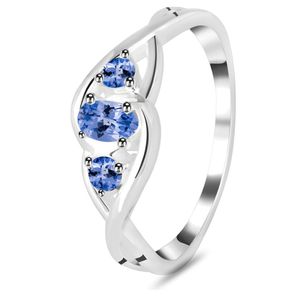 แหวนพลอย tanzanite ทรงกลมทรงรี925ชุบเงินแหวนเงินสเตอริงตั้งค่าแหวนแฟชั่นสำหรับเป็นของขวัญแต่งงาน - Product Image 2