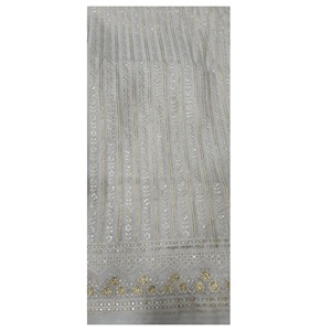 La tela de Georgette de viscosa bordada más vendida, teñible, perfecta para ropa de fiesta y atuendo étnico disponible al mejor precio - Product Image 1