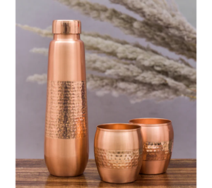 Bouteille de cuivre martelé fini bouteille d'eau en plein air pour Camping voyage sport ustensiles de cuisine sur le prix bon marché de l'Inde - Product Image 4