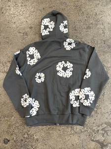 Tears Rhinestone Cotton <b>Wreath</b> Gray Streetwear DenimTearss Sweatshirt Hoodie Tears Rhinestone Cotton <b>Wreath</b> Zip Hoodie Gray - Product Image 2