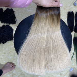 PRIX DE GROS Super double dessiné os droit blond en vrac faisceaux de cheveux cuticule aligné extensions de cheveux humains - Product Image 1