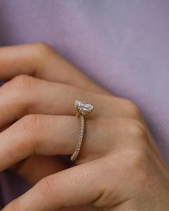 10x8mm Cushion Cut Moissanite Diamond Engagement Ring | Solitaire Pave <b>Band</b> 18K Gold Plated <b>Sterling</b> <b>Silver</b> |Bridal <b>Wedding</b> Fine - Product Image 3