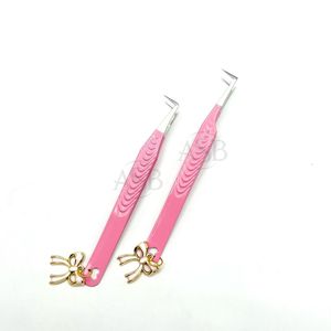 ASB Instruments Pince à cils de couleur rose Logo personnalisé Acier inoxydable Volume à 90 degrés Pointe Précision Nouveau Style Arc Charme - Product Image 5