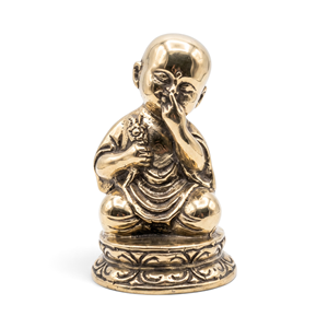 Statuette miniature de Bouddha en laiton, artisanat métallique, figurine méditant - Product Image 1