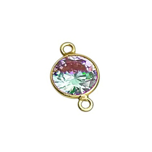 Gold Plated 925 Sterling Silver CZ Round Bezel Mystic Quartz Cz Charms Jewelry Making Mystic Quartz Cz Charm Wholesale Suppliers - Product Image 1