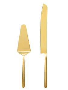 Serveur à gâteau en métal couleur or, simple et uni, fait à la main, couteau à gâteau de qualité supérieure, couverts en métal décoratifs, acier miroir - Product Image 2