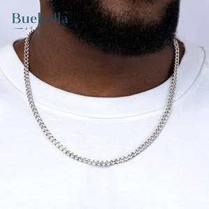 Gran oferta, collar de cadena de eslabones cubanos de Miami de 5mm chapado en oro blanco de 14 quilates de Plata de Ley 925 para hombres, collares de moissanita Premium - Product Image 1