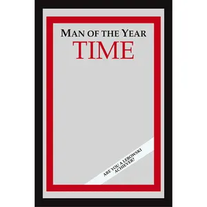 Edición XL de Time Magazine del Hombre del Año con ilustraciones de Spiegel y el Obra de Arte en Vidrio Hecha a Mano de Big Lebowski - Product Image 1