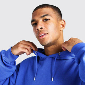 Sweat à capuche doublé uni brodé sur mesure pour l'hiver, en gros, bleu, pull-over pour homme, 100% coton, écologique - Product Image 5