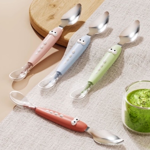 Syntone 6-12M Infant Feeding Kit - Dinosaur <strong>Silicone</strong> Spoon + Steel <strong>Food</strong> <strong>Scraper</strong> + Hygienic PP Storage Box