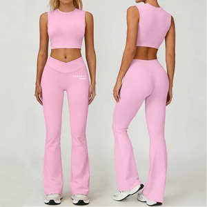 <b>Women's</b> 2-Piece Yoga Set Breathable Spandex Seamless <b>Crop</b> Top & Mid Waist <b>Leggings</b> Print Pattern Fitness Wear - Product Image 3