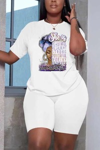 Conjunto corto de 2 piezas de verano para mujer, venta al por mayor, camisetas suaves de talla grande para mujer y conjuntos cortos de talla grande 2025 - Product Image 4