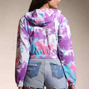 Vente chaude 2025 nouveau fabricant d'usine femme haut court à capuche 100% coton français éponge pull streetwear - Product Image 5