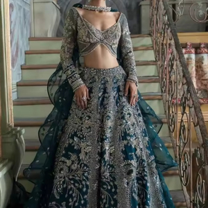 Stylish Wedding Bride Dress Heavy Embroidery New 2024 Collection Bridal <b>Blouse</b> Lehenga Dupatta Crystal Glass Beads Dabka Work - Product Image 1