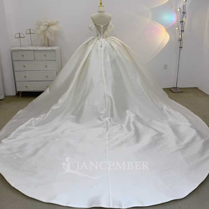 Vestido de Novia de Satén de Lujo Jancember JJ119, Vestido de Novia con Cuentas, Vestido de Novia con Hombros Descubiertos, Vestido de Novia para Boda en la <span class=keywords><strong>Capilla</strong></span> - Product Image 2