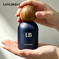 Flacon de parfum personnalisé certifié CE 2026, flacon pulvérisateur à sertir 30ml 50ml 100ml, flacon de parfum vide en verre rond effet craquelé avec couvercle en bois